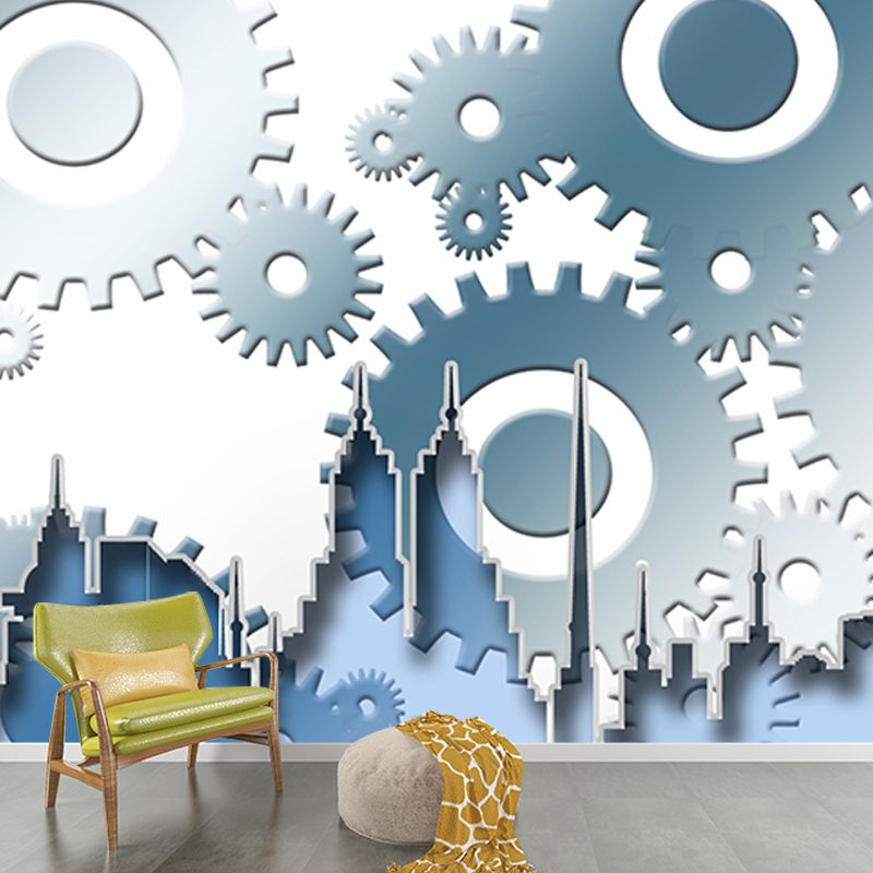 Illustration Stain Resistant Mural Wallpaper Metal Gear Indoor Wall Mural