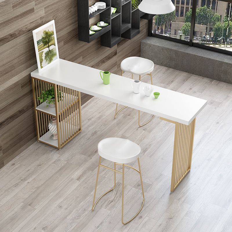 Indoor Glam Bar Dining Table Rectangle Bar Stool Table with Storage