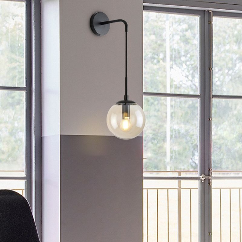 Glass Globe Wall Hanging Lamp Modern 1-Light Dining Room Wall Sconce