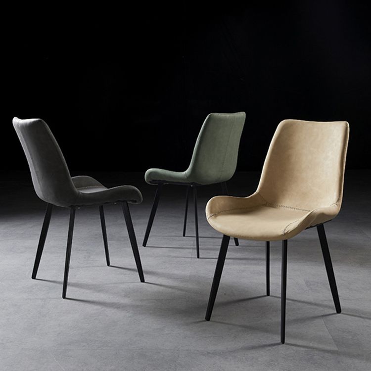 Silla lateral de comedor con respaldo sólido de diseño industrial, brazo de cuero, silla lateral de comedor