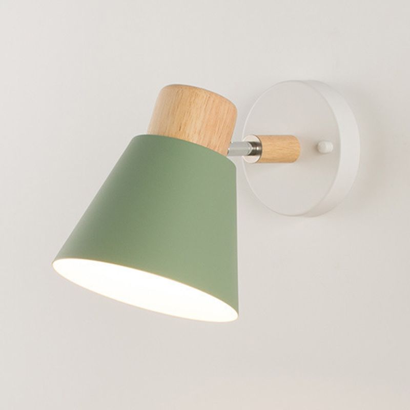 Metal Shaded Wall Light Modernism Wood Lighting for Living Room Foyer