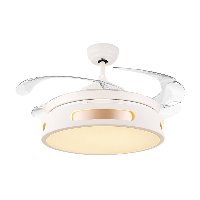 Lampada semifulta da tamburi acrilici da 16 "Lampada a filo modernista LAMP ANCOFINA LED BUIETTO LED con 4 lame