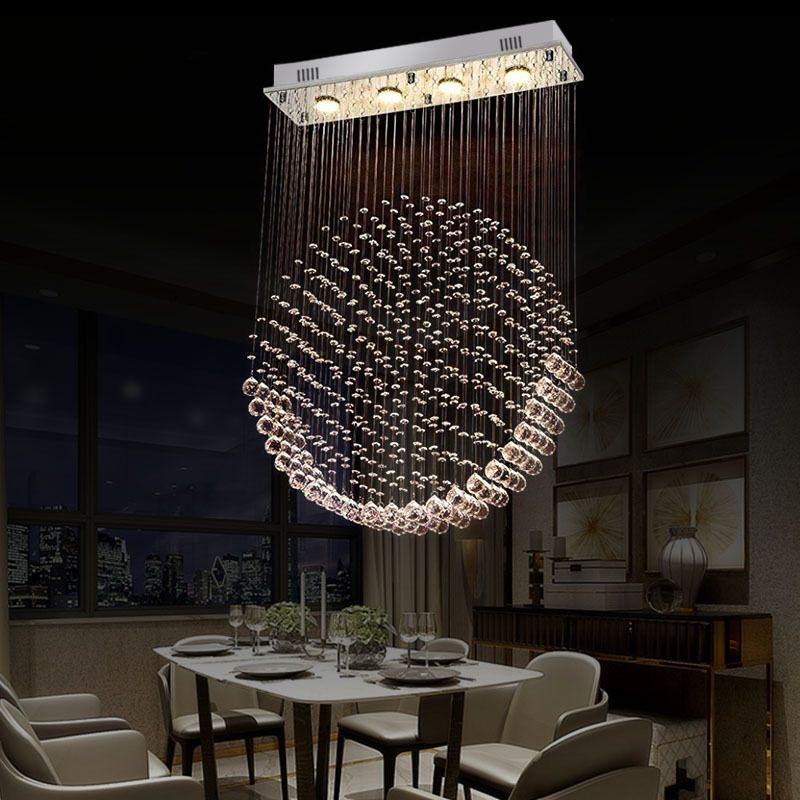 Round Shaped Dining Room Flushmount Lighting LED Modern Style Flush Light Fixture in Nickel