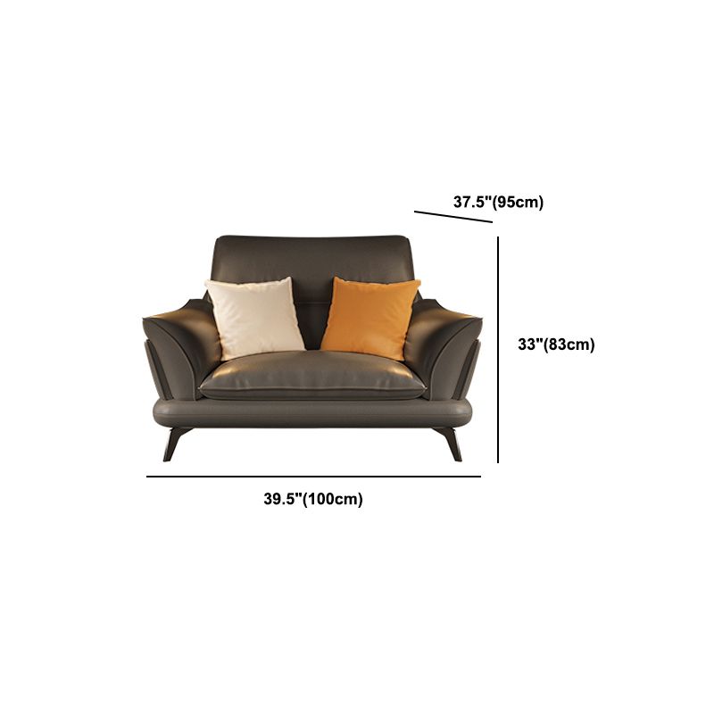 Contemporary Dark Gray Sewn Pillow Back Flared Arm Stationary Sofa