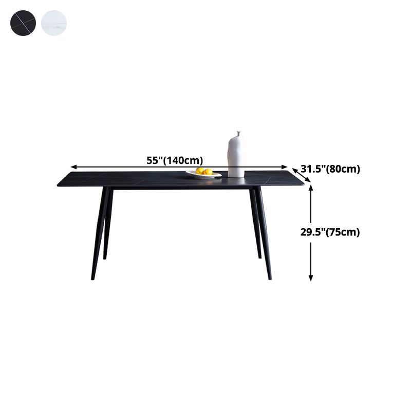 Mesa de comedor de estilo industrial rectangular de 4 patas, mesa fija de piedra sinterizada para cocina