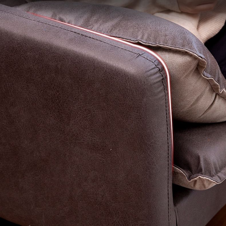 30.70" H Faux Leather Solid Wood Square Arm Sofa with Two Pillows