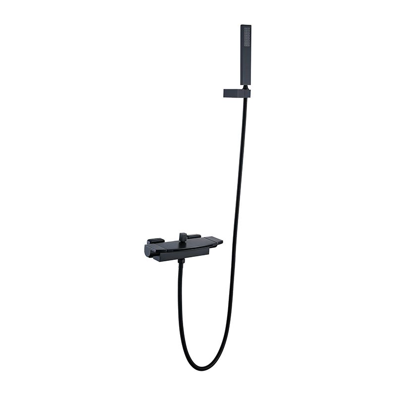 Modern Wall Mounted Copper Tub Filler Low Arc Waterfall Tub Faucet Trim