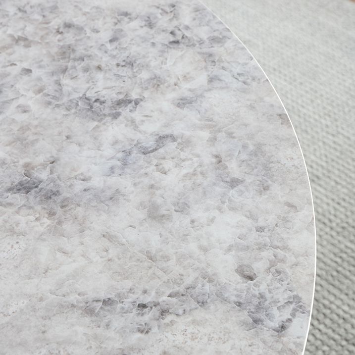 Sintered Stone Top Round Table for Restaurant Modern Dining Table with Metal Pedestal