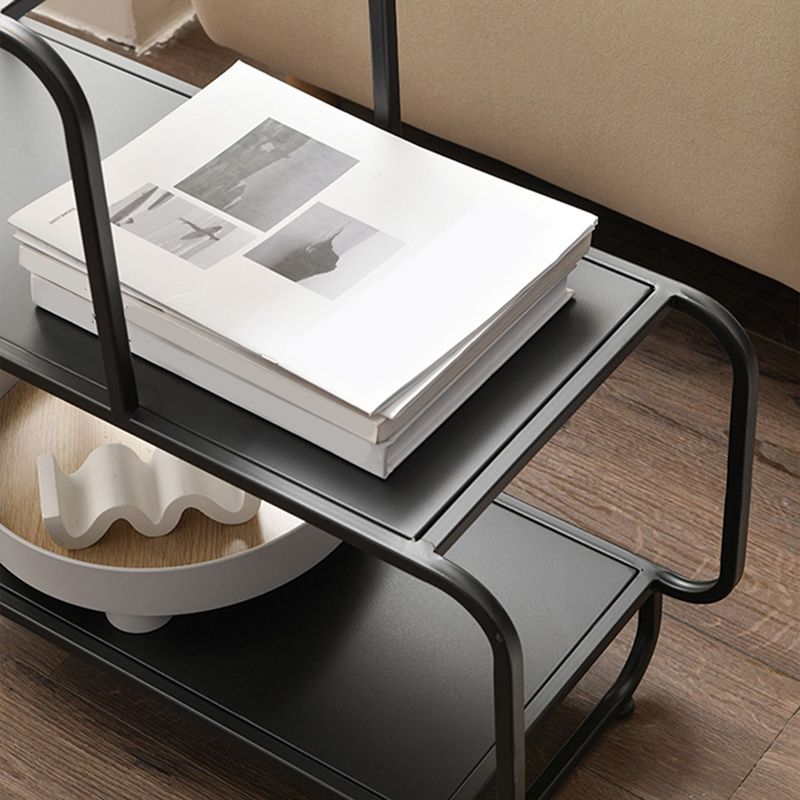 24.4" Tall Rectangle Top Side Table Iron Sled End Table with Shelves