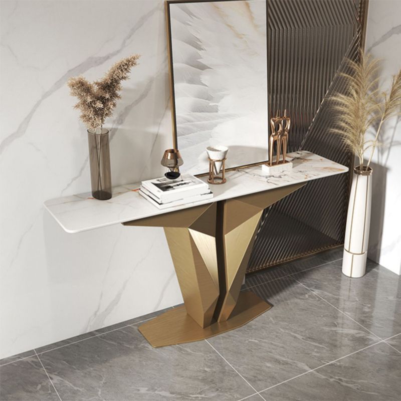 Rectangle Shape Contemporary Console Table Gold Stone Console Sofa Table