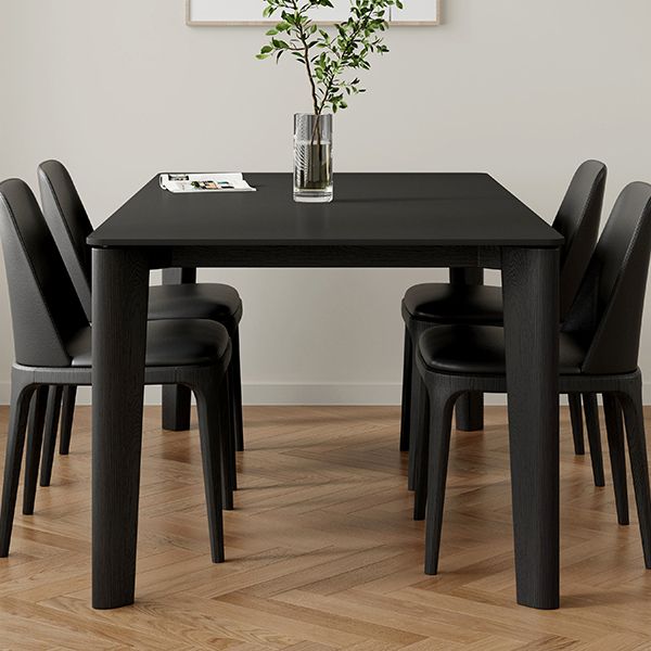 Top de piedra sinterizada Mesa negra moderna para la mesa de comedor rectangular de restaurantes con 4 patas