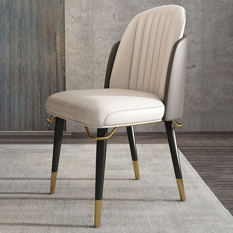 Glam Style Faux Leather Chair Parsons Chair with Wood Legs for Kitchen