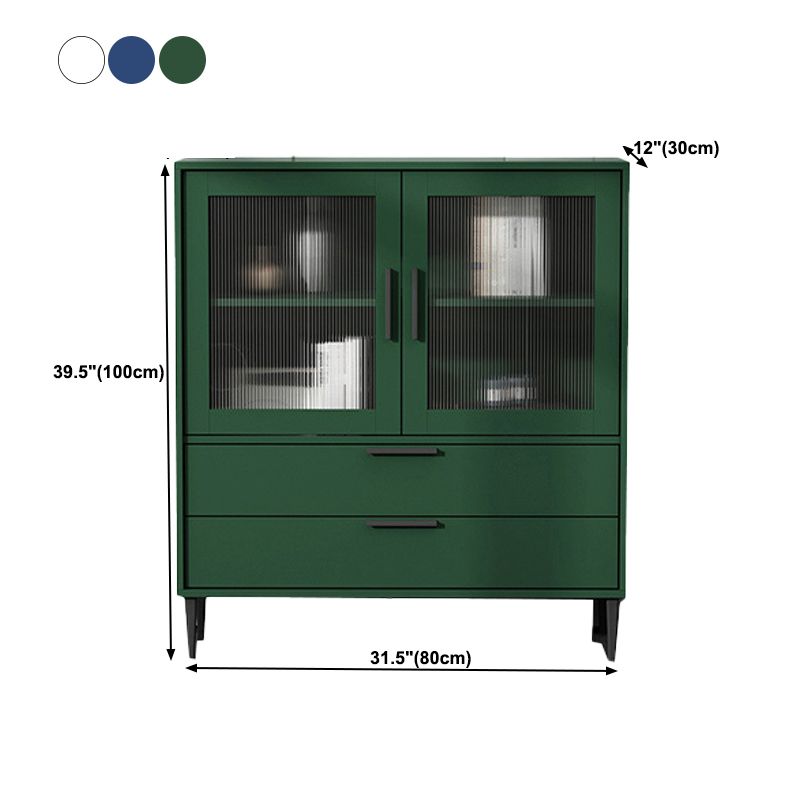 Wooden Accent Cabinet with Glass Door and 4 Steel Black Legs