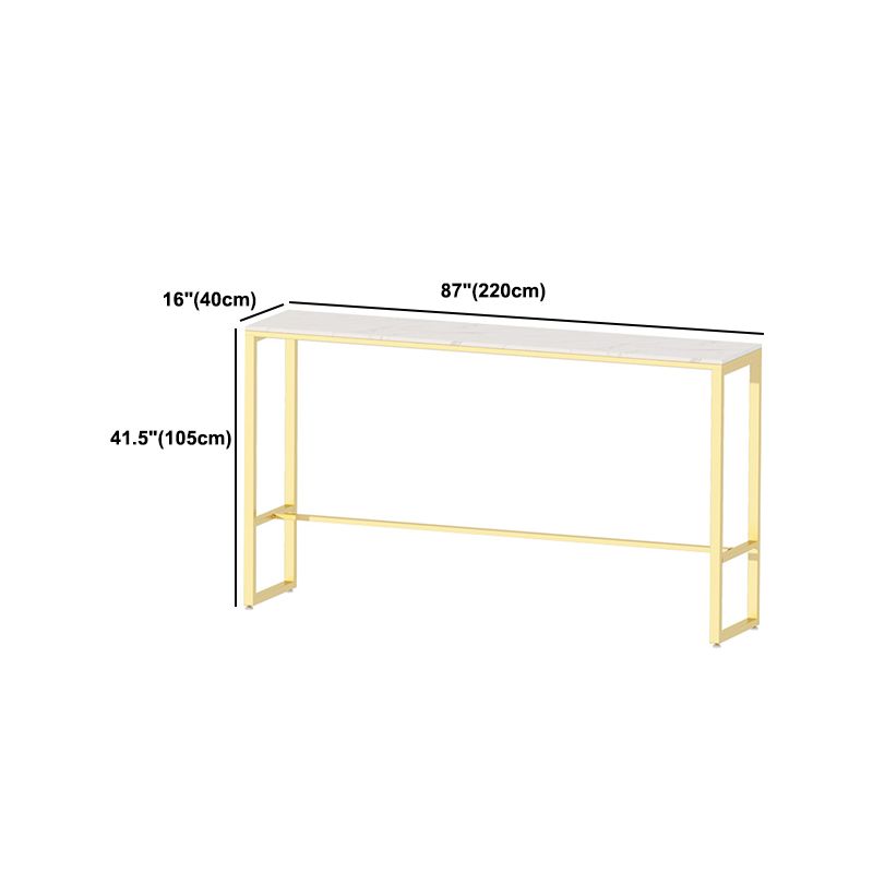 Glam 1/4 Pieces Bar Table Set Rectangle Stone Counter Table with High Stools for Kitchen