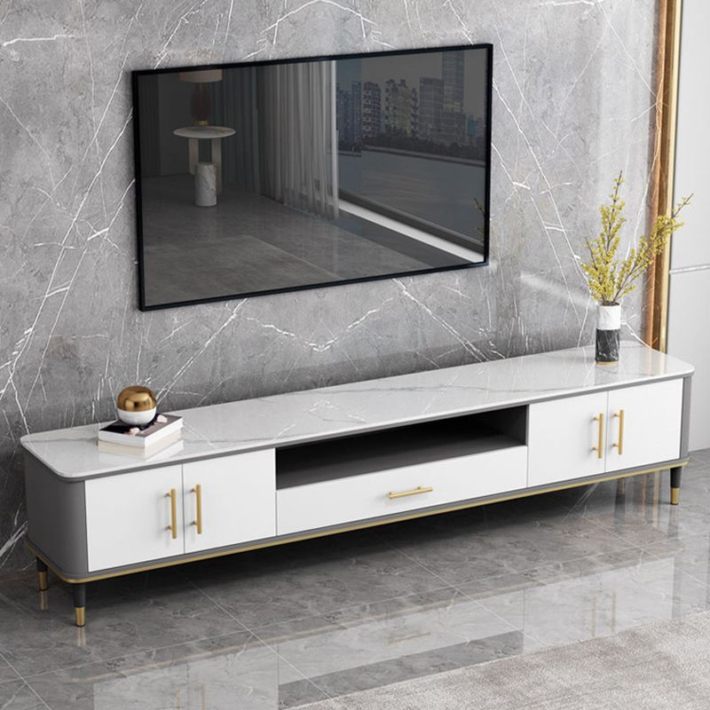 Glam Media Console TV Stand Stone TV Stand Console with Drawer