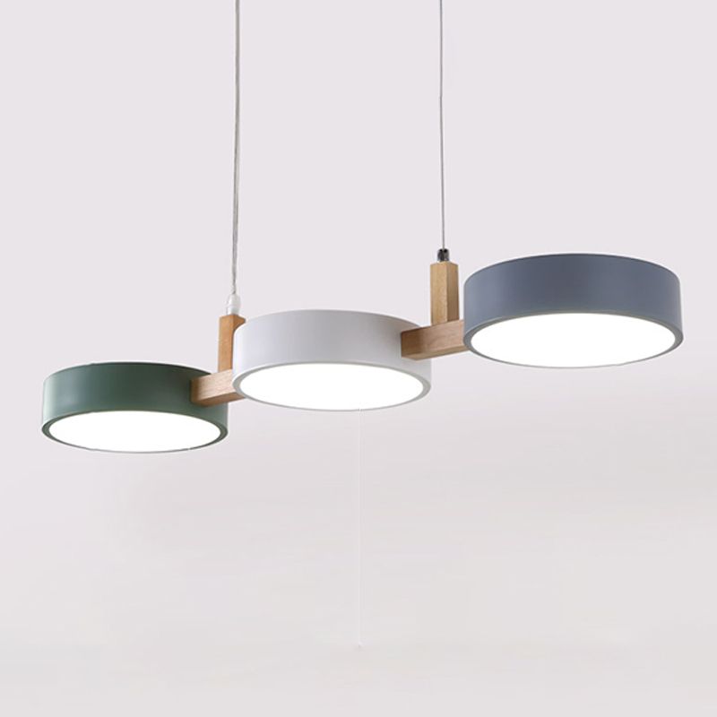 Macaron Style Island Light Round Shape 3-Light Hanging Pendant Light for Dining Room
