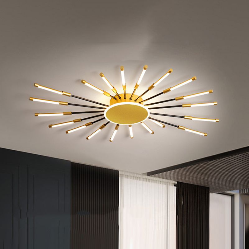 Gold Sputnik Semi Mount Lighting Minimalist LED Aluminum Ceiling Lamp in Warm/White Light, 23.5"/39" W