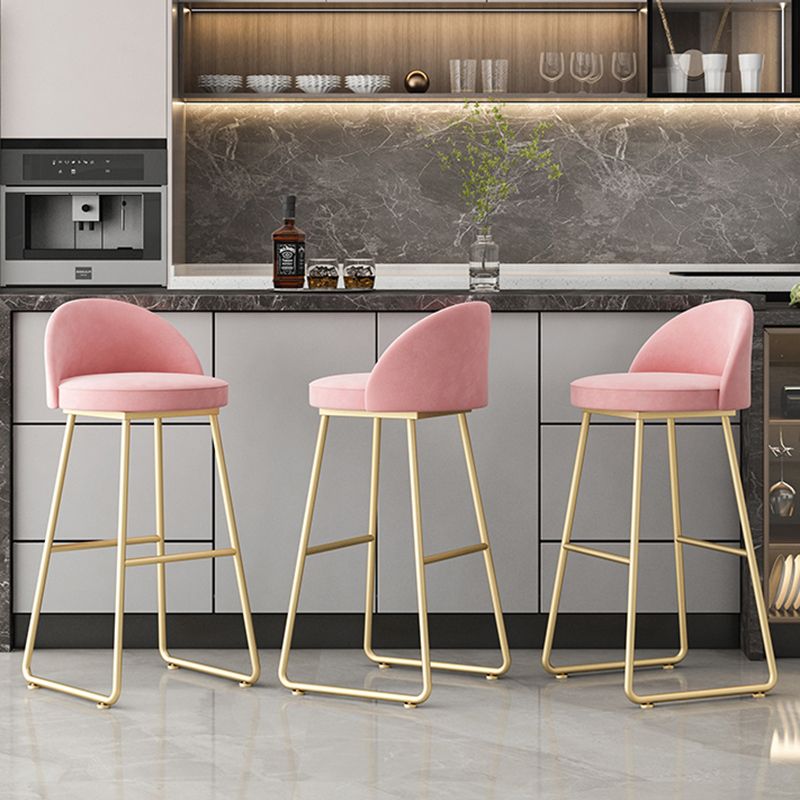 Glam Dessert Shop Footrest Stool Matte Finish Velvet Bar Stool