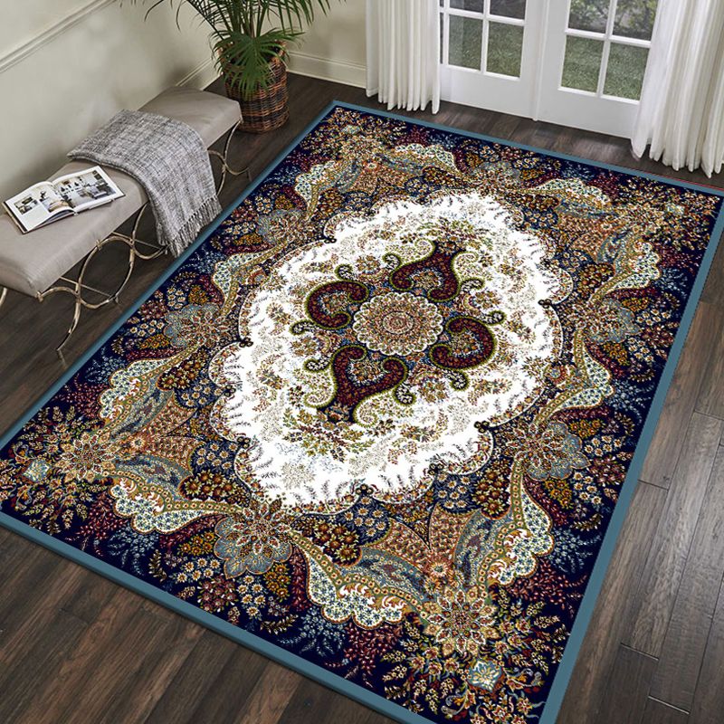 Moroccan Paisley Pattern Carpet Polyester Indoor Rug Pet Friendly Area Rug for Living Room