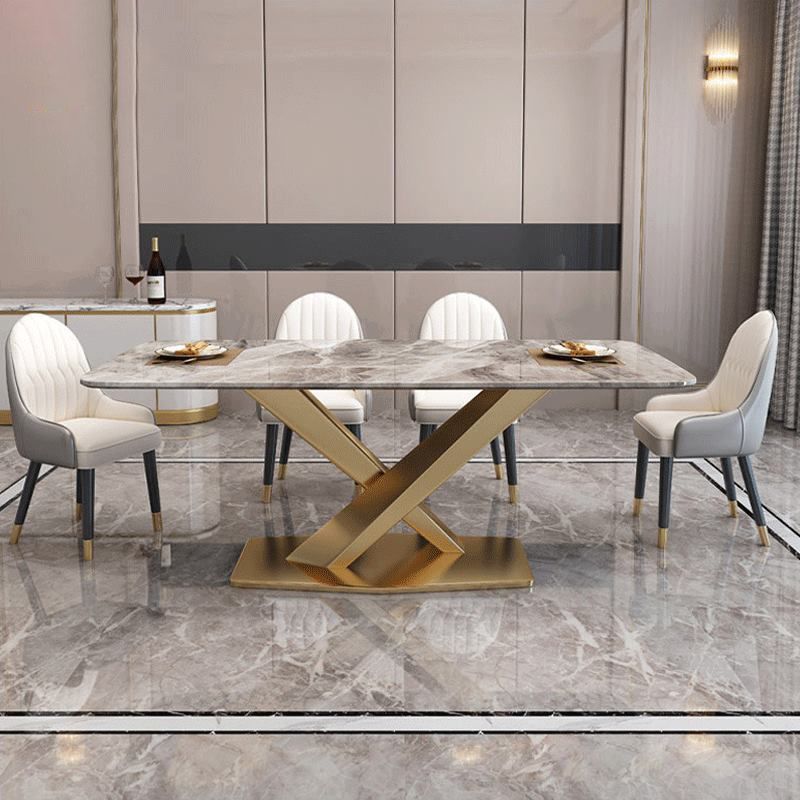 Luxury Sintered Stone Top Dining Set Rectangle 1/4/5/7 Pieces Kitchen Table with Chairs