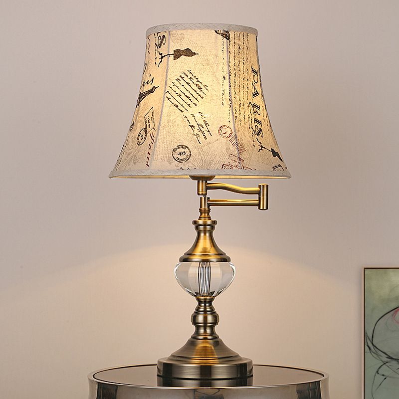 Lampada da comodino in cristallo beige/marrone chiaro, semplice campana con pannelli, lampada da notte in stile tradizionale a luce singola per camera da letto