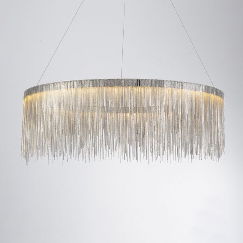 Round Aluminium Hanging Ceiling Pendant Fixtures 1-Light Modern Style Led Pendant Lamp