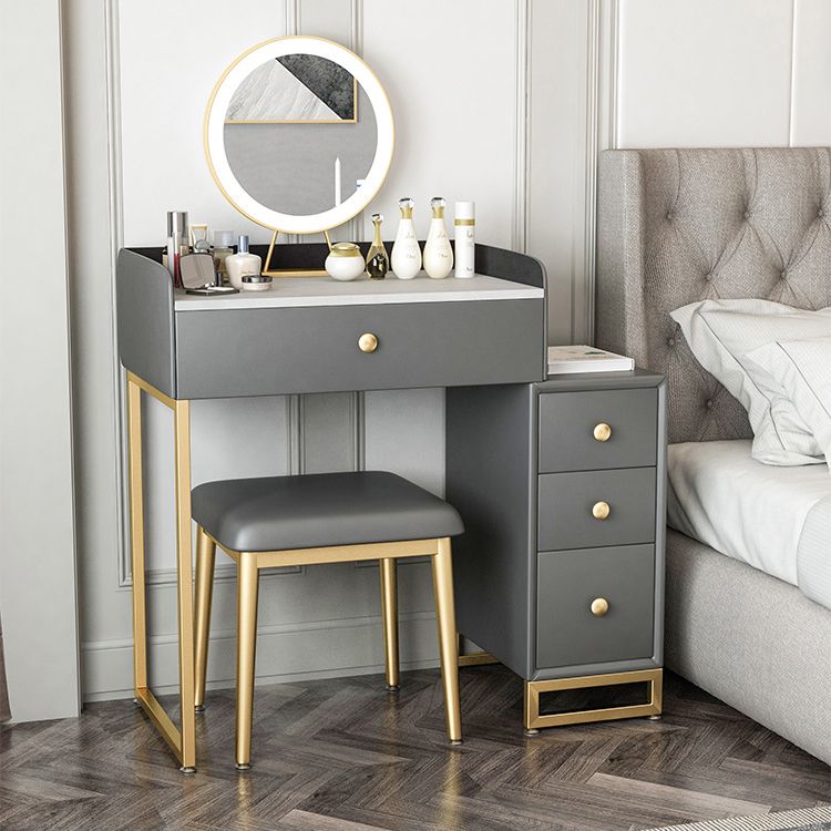 Glam Slate Top Vanity Table with 4 Drawer Dressing Table in Grey