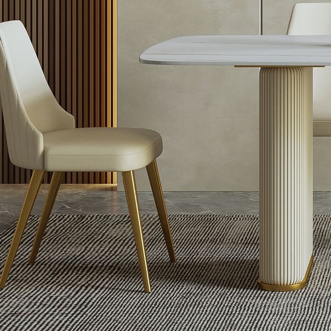 1/4/6/7/9 Pieces Rectangle Dining Set Sintered Stone Top Dining Table with Leather Chairs