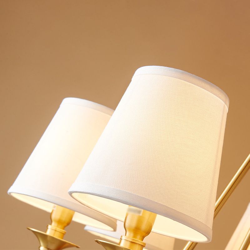 Copper Fabric Chandelier Light Fixtures Cone Ceiling Light Fixture for Living Room