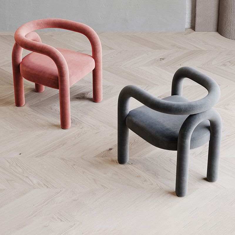 Contemporary Style Dining Chairs Velvet Open Back Arm Chair for Home