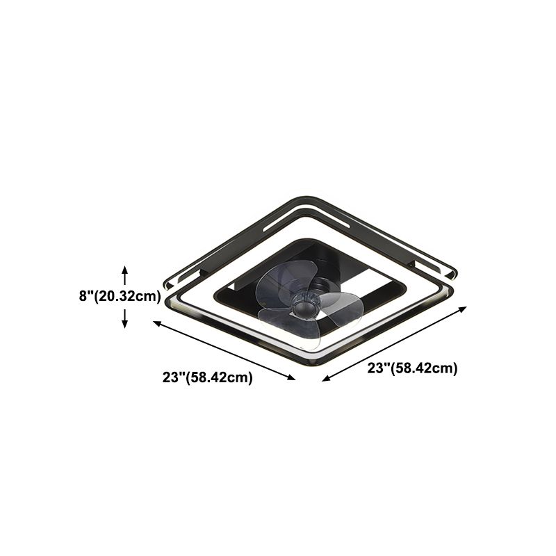 Lámpara de ventilador LED geométrico moderno de 360 ​​grados de semi flush de montaje de montaje con rubor