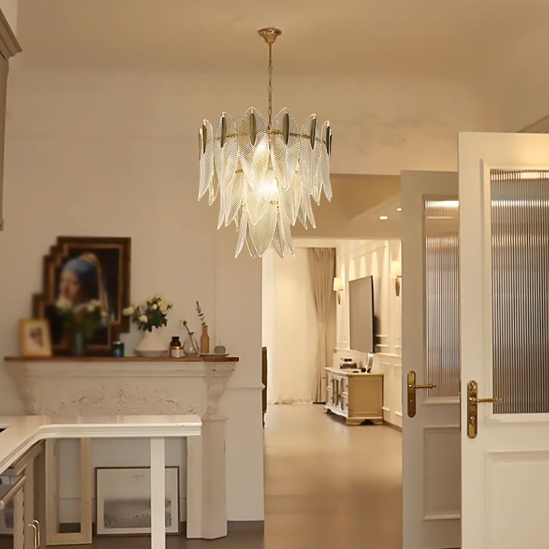 Contemporary Style Unique Shape Pendant Lights Glass Chandelier Lights in Gold