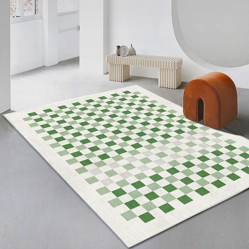 Modern Green Rug Polyester Circle Rug Stain Resistant Indoor Rug for Drawing Room