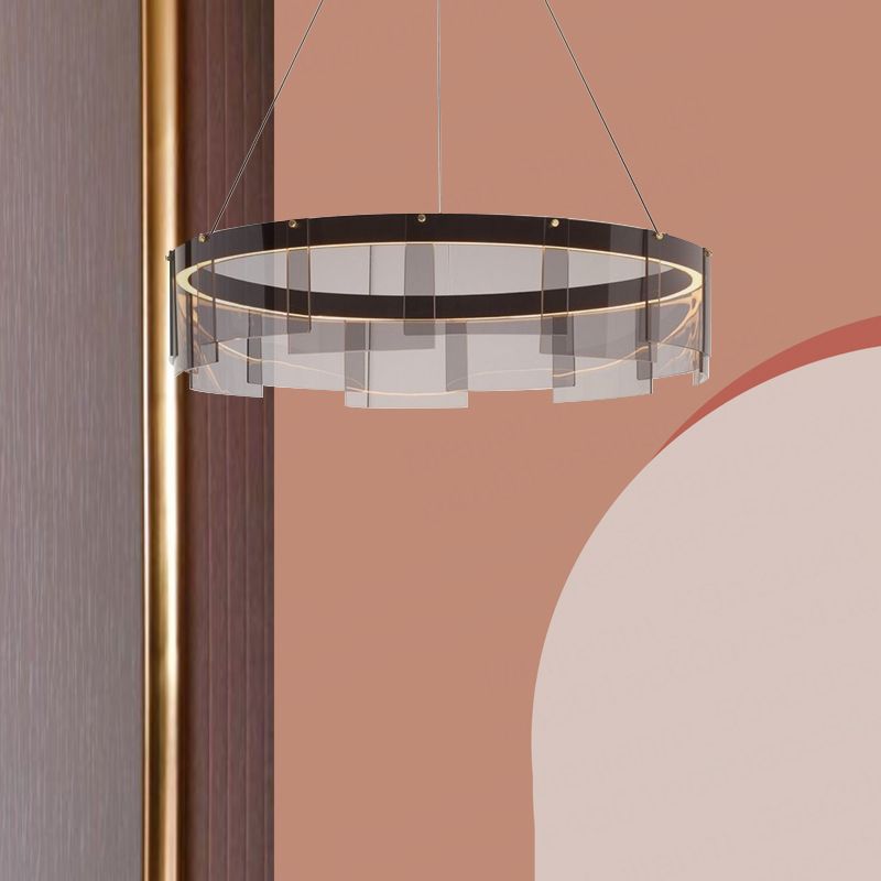 Moderner Stil runder Schatten hängend hängendes Glas Metall Anhänger Licht für Wohnzimmer