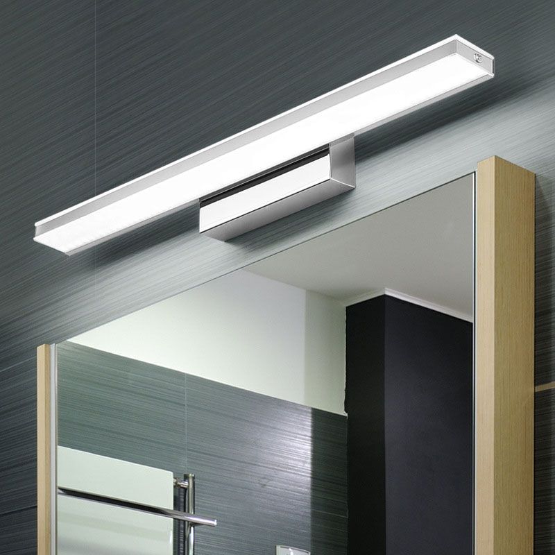 1-Head Linear Shade Wall Sconce Modern Simple Style Mirror Wall Lighting in White