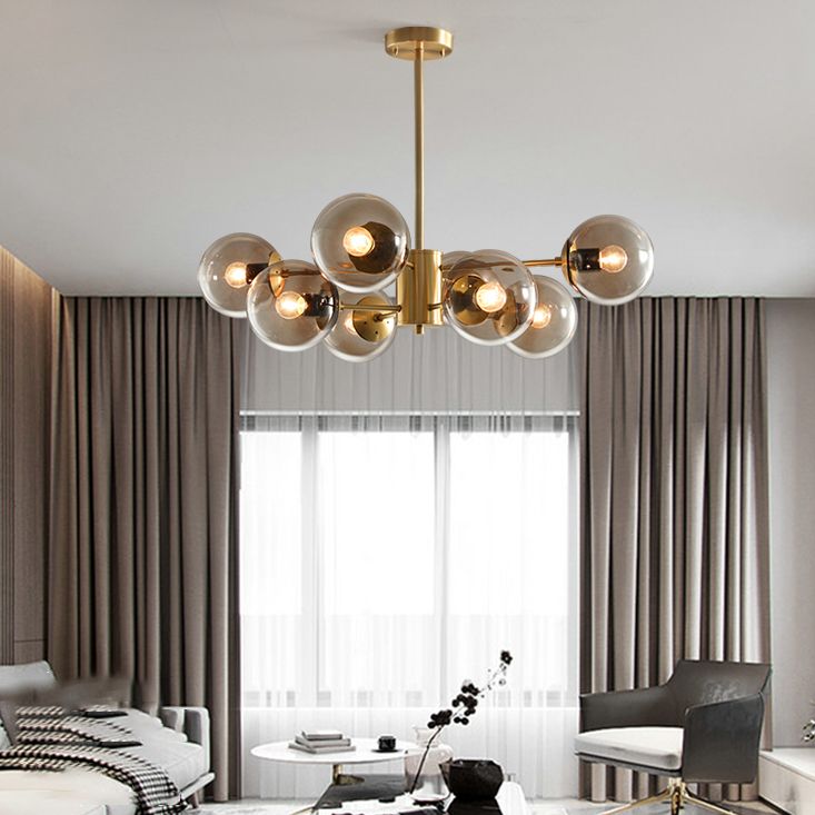 Modern Globe Chandelier Light Fixtures Multi-Head Suspension Pendant Lamps with Glass Shade