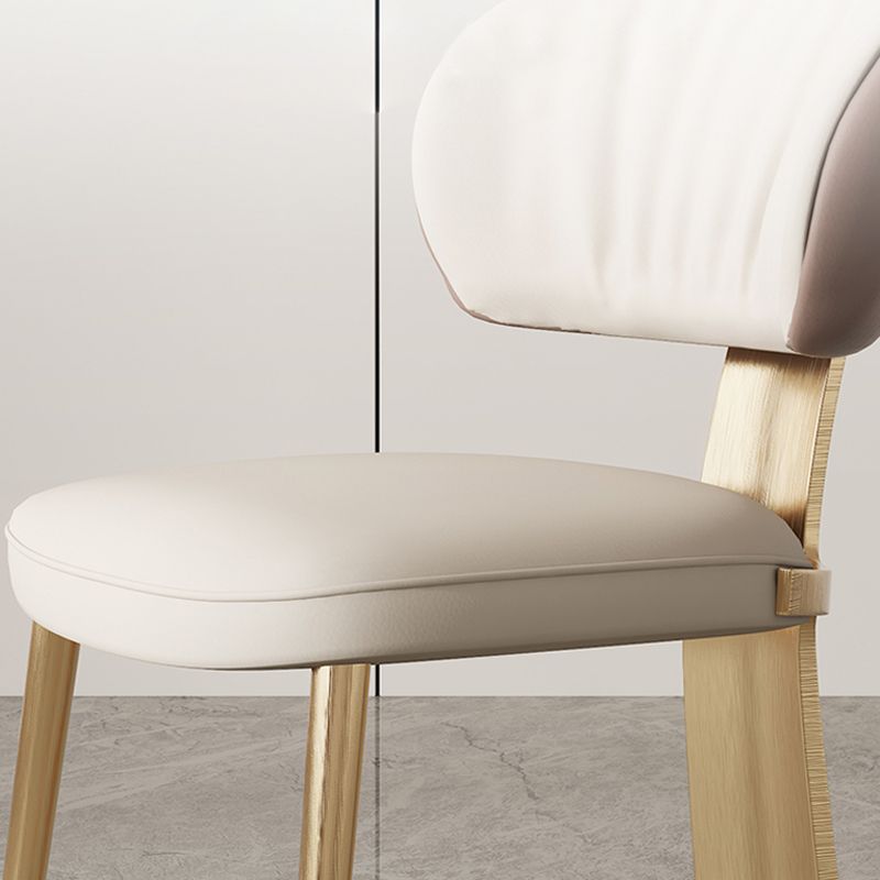 Glam Dining Chair Armless Dining Chair with Metal Legs for Kitchen