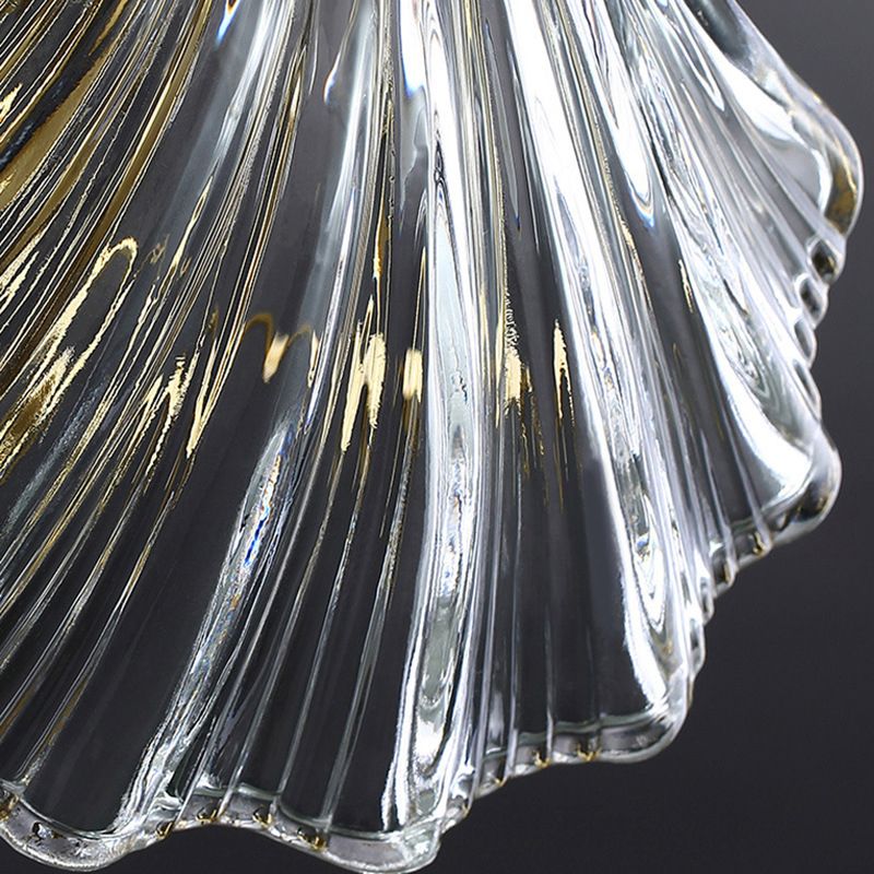 Modern Metal Pendant Light Shell Shape Island Light with Glass Shade for Living Room