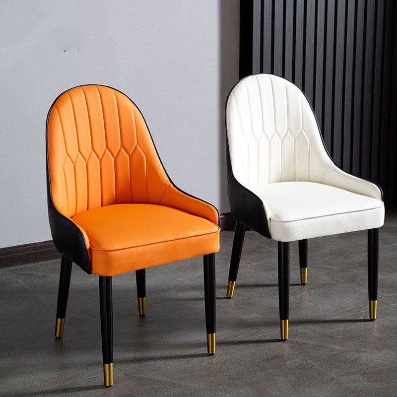 Scandinavian Upholstered Dining Chairs Arm Solid Back Dining Side Chair