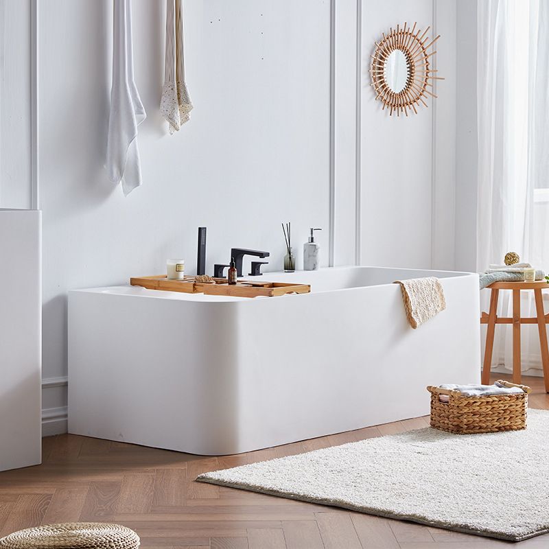 Stone Soaking Bathtub Antique Finish Rectangular Back to Wall Bathtub (Board not Included)