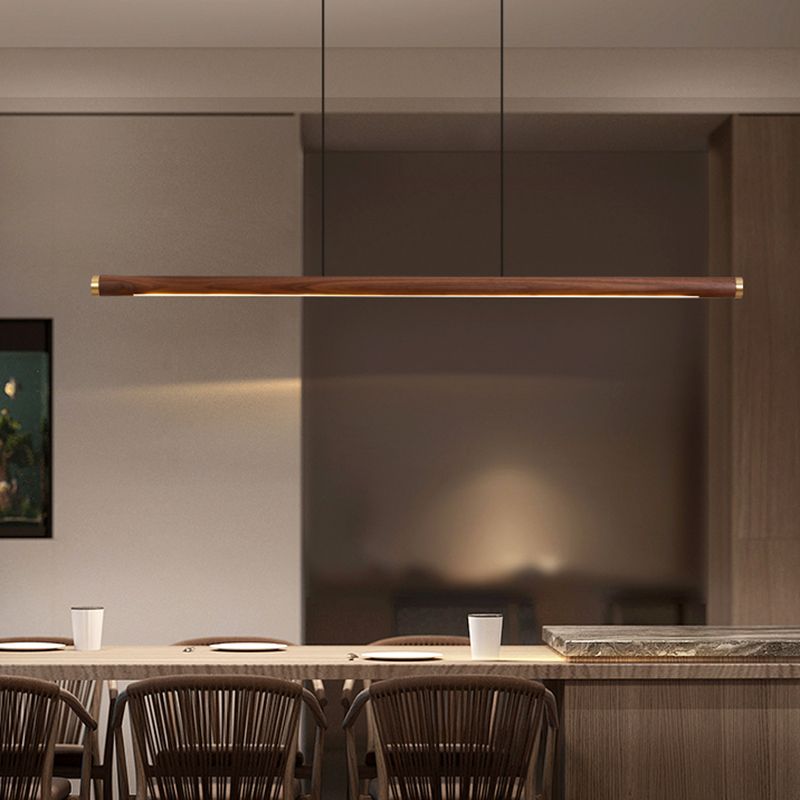 Modern Pendant Lighting for Kitchen Island Linear Island Pendant Light Wood 1-Light
