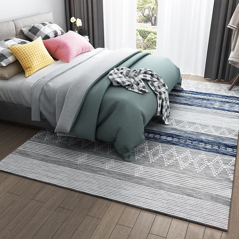 Primitive Tribal Rug Multicolor Geometry Carpet Anti-Slip Backing Washable Stain Resistant Area Rug for Bedroom