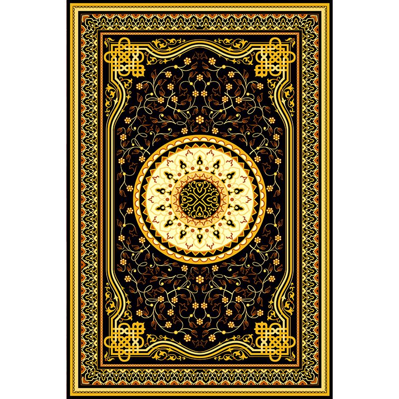 Dark Color Luxury Rug Polyester Círculos Concéntricos Alfombra de área Alfombra sin deslizamiento para sala de estar para sala de estar