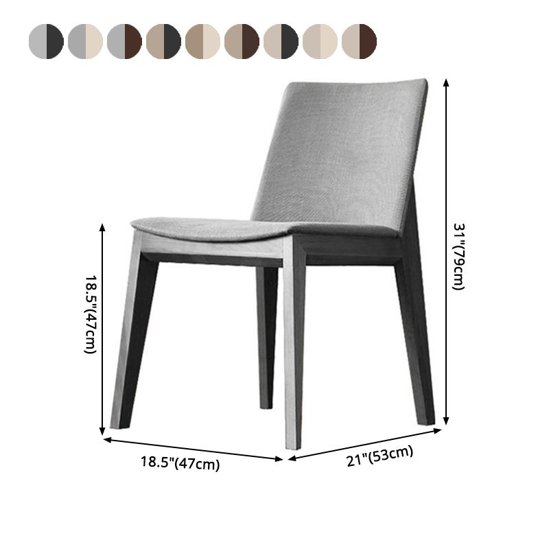 Scandinavische stijl linnen stof eetkamerstoel stoere stoelen met achterste rug (set van 4)