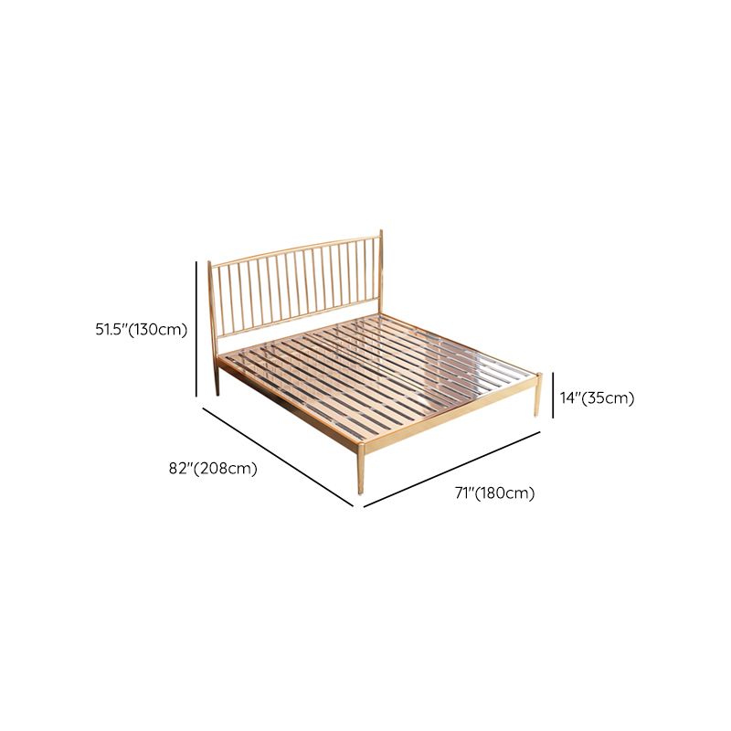 Gold Slat Bed Glam No Distressing Open-Frame Bed with Headboard