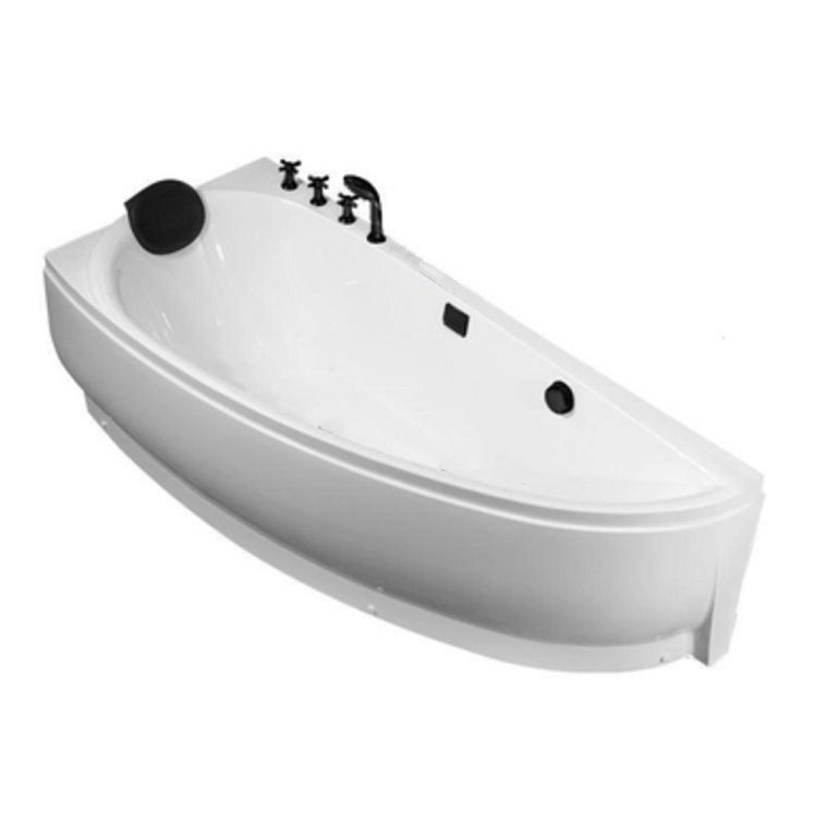 Modern Acrylic Bath Corner Soaking Back to Wall White Modern Bathtub