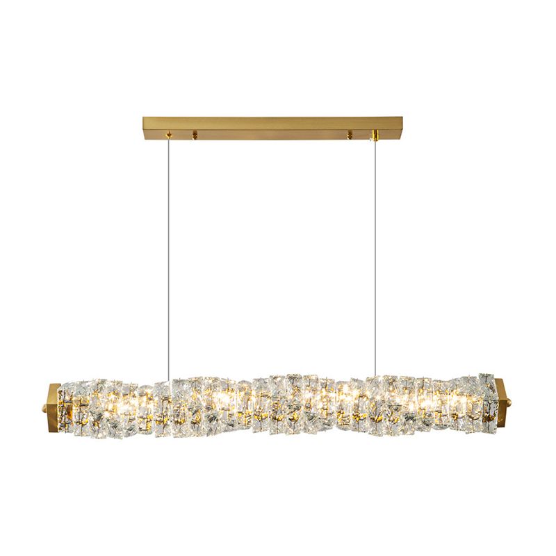 Single Modernism Golden Ceiling Light Crystal LED Kitchen Island Lighting