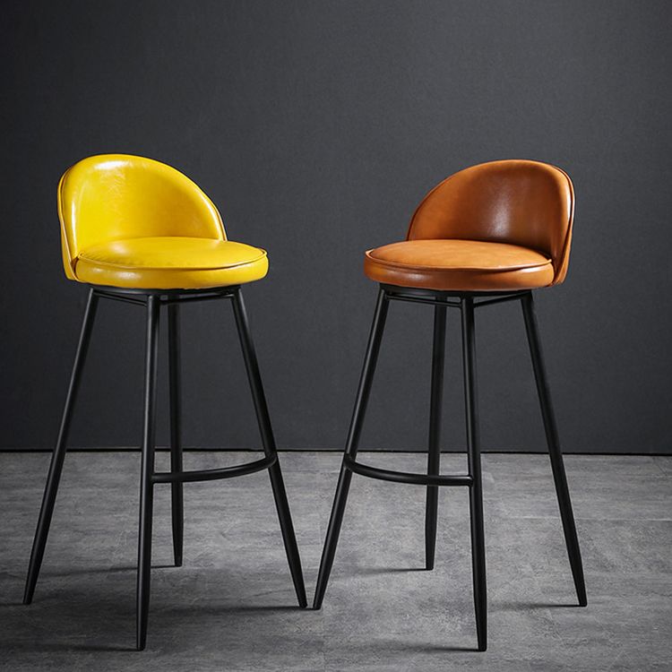 Contemporary Restaurant Footrest Stool Matte Finish Leather Barstool