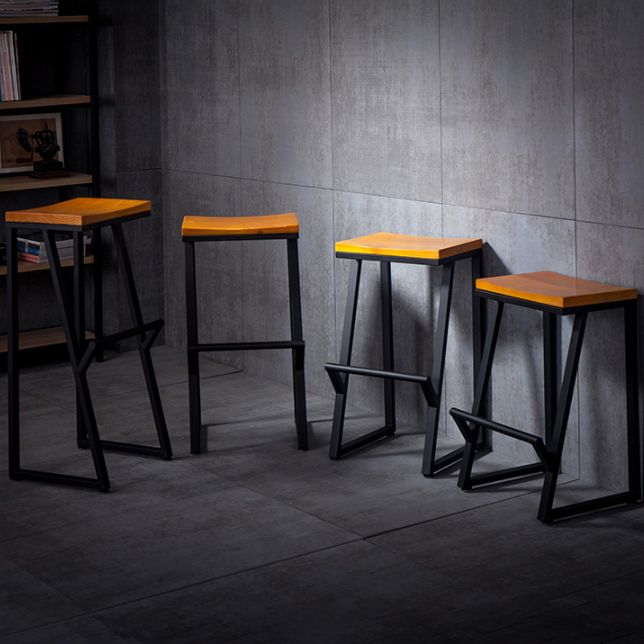 Industrial Square Counter & Bar Stool Metal Natural Counter Height Stool for Cafe