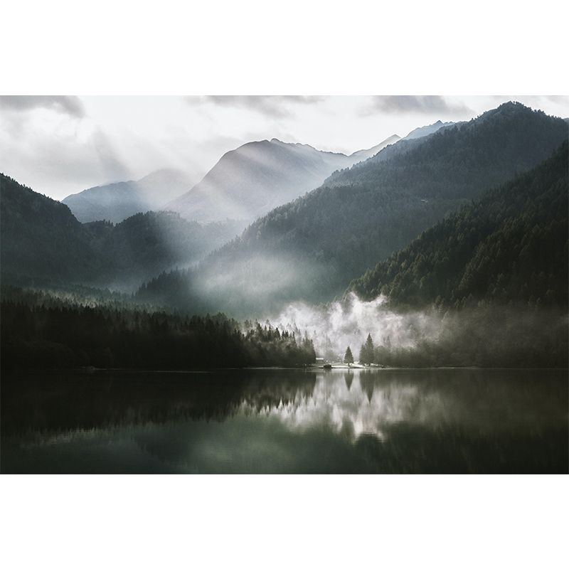 Dark Color Mountain Mural Wallpaper Mildew Resistant for Living Room Decor